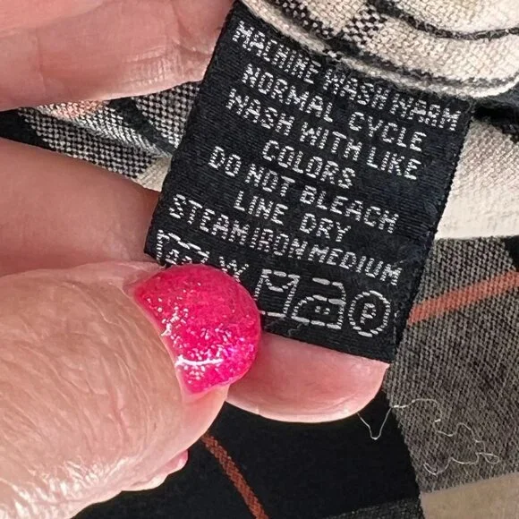 Ralph Lauren Polo Jeans Co XL Plaid Button-Up Shirt XL Long Sleeve Black Orange - Picture 8 of 12